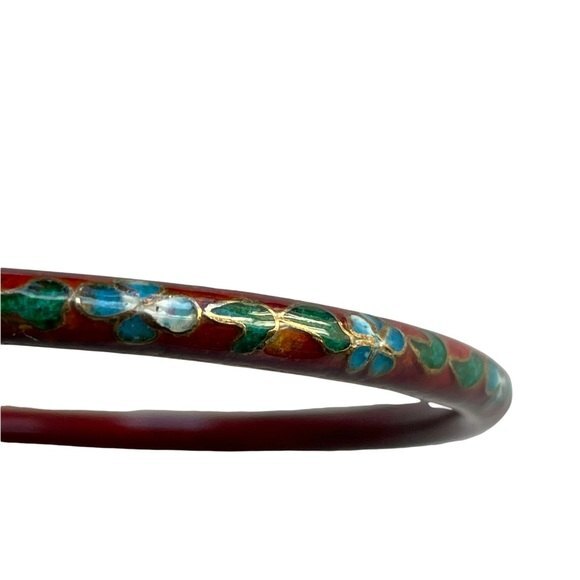 Vintage Cloisonne Red Bangle Bracelet - Picture 6 of 10